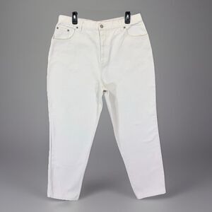 Bill Blass Jeans Easy Fit Vintage High Rise Tapered Leg Size 16 White Denim